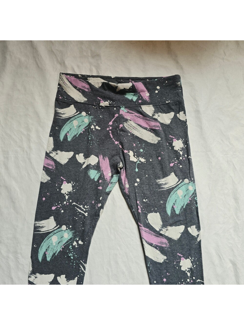 Justice Girls' Leggings Size 14/16 Plus with Abstract Paint Splatter Design